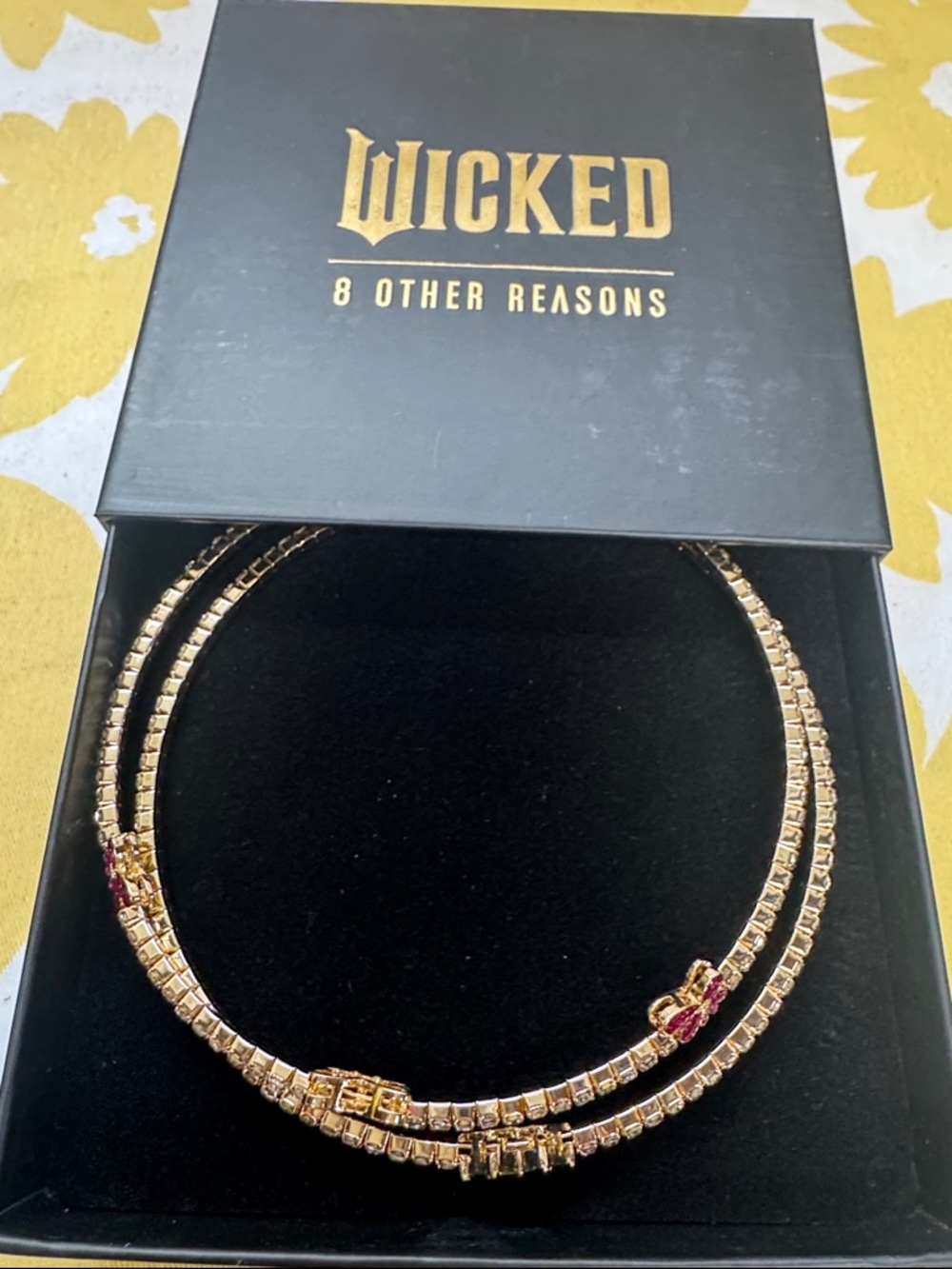 Gold Crystal Multi-Stone Women's Necklace with Green and Pink Accents